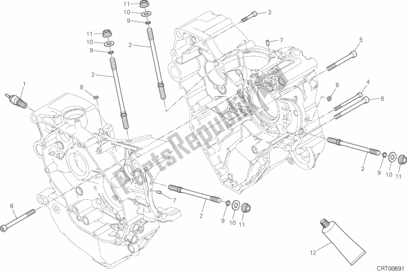 All parts for the 10a - Half-crankcases Pair of the Ducati Multistrada 1200 Enduro Thailand 2019